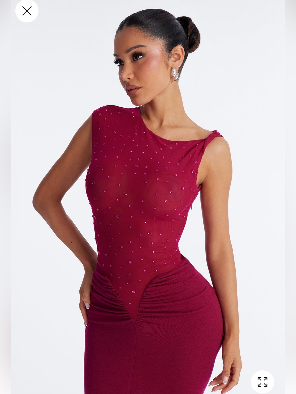 Fashion Nova Wine Red Embellished Maxi Dress - Picture 2 of 5